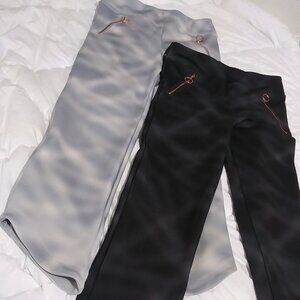 TWO PAIR! San Francisco City Lights Women's Morgan Printed Zip Pocket Pants sz L